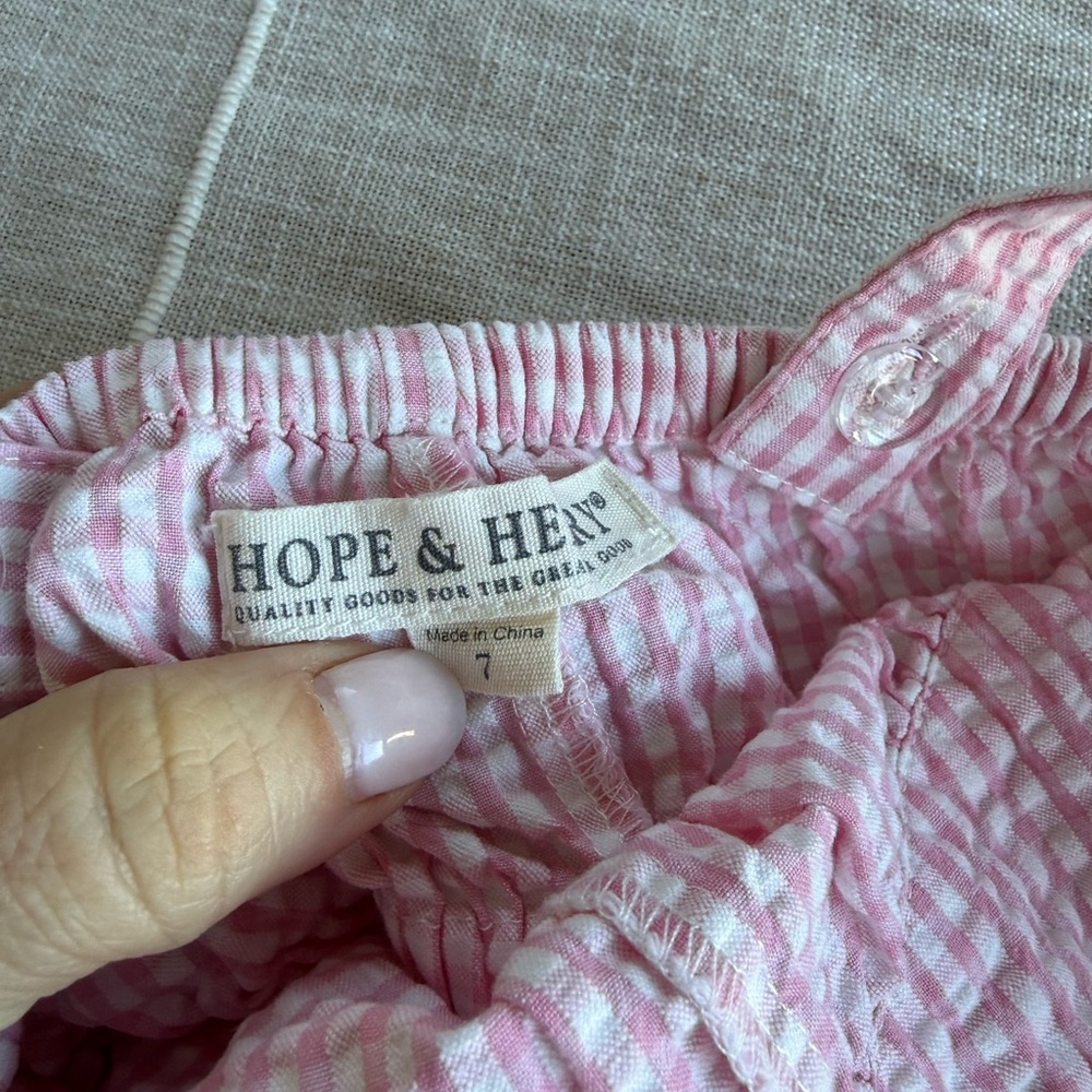 Hope & Henry Pink Gingham Jumpsuit size 7 - Picture 3 of 6